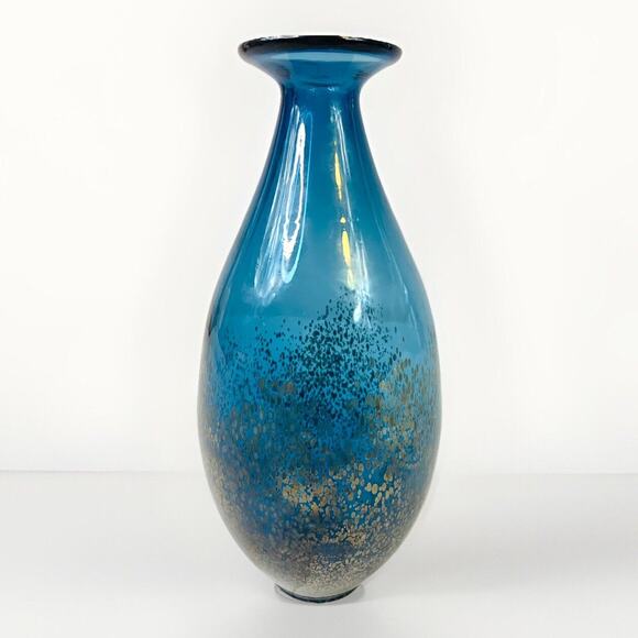 Pier One Other - Pier 1 Imports Blue Vase w/ Rose Gold Sparkle Flecks 10.5”